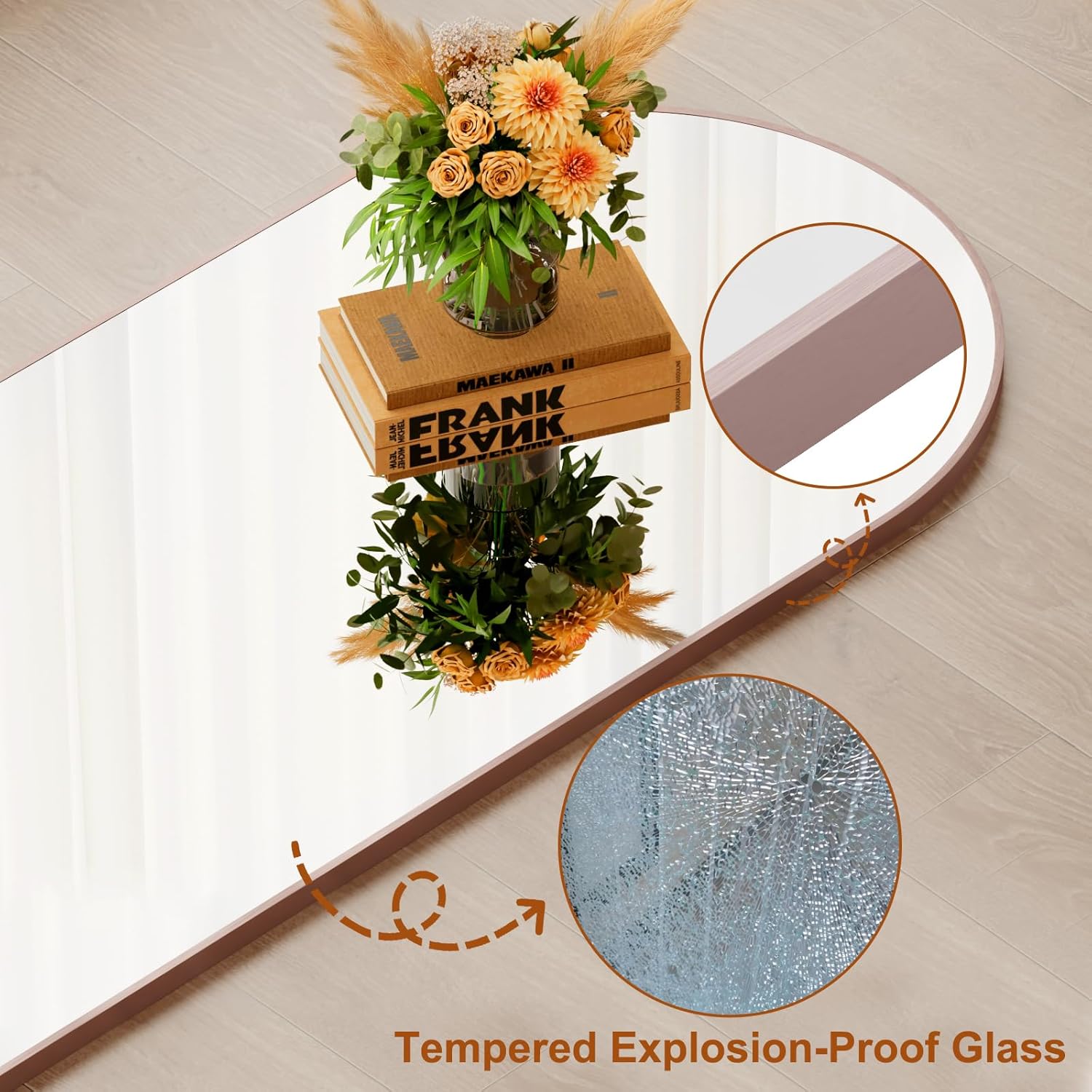 Full Length Mirror - Wall Mounted,Standing or Leaning,Gold.