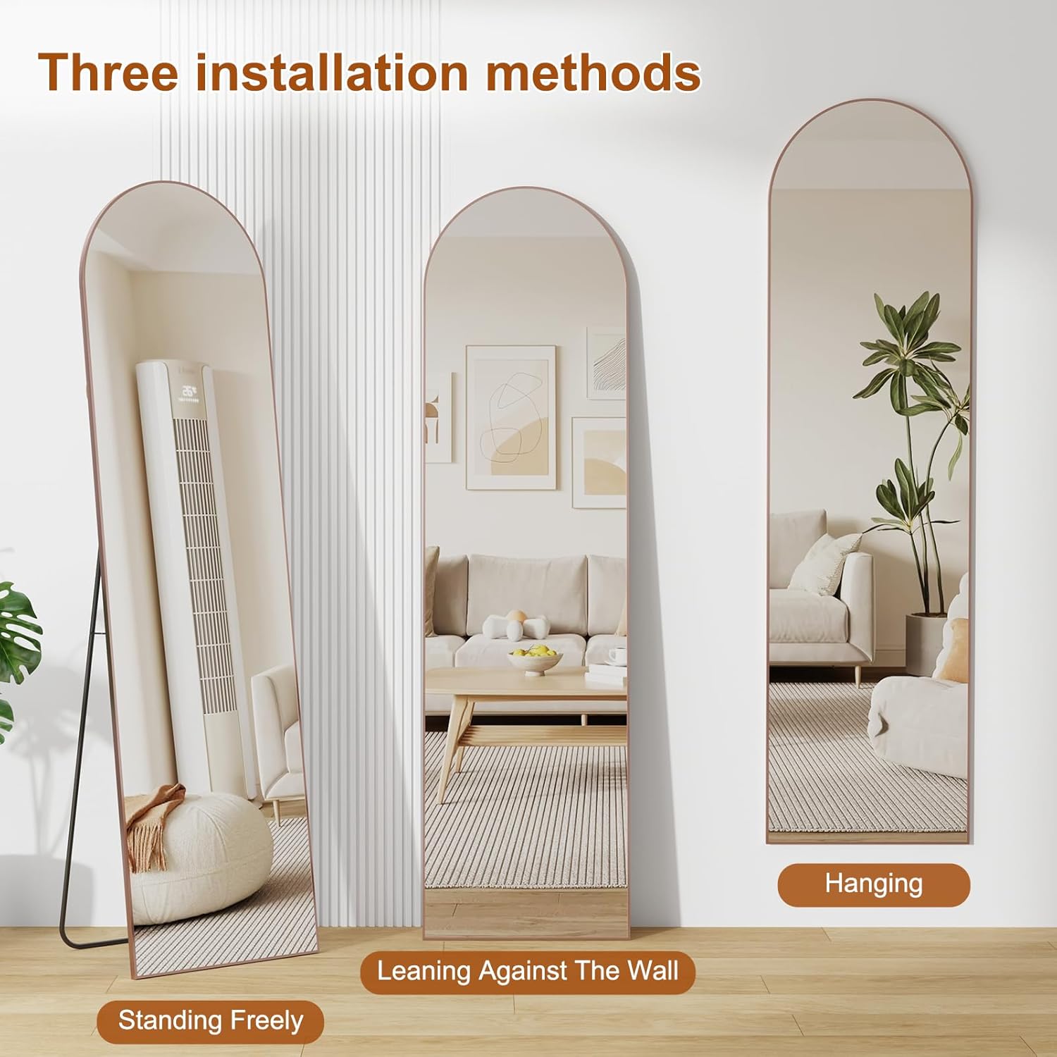 Full Length Mirror - Wall Mounted,Standing or Leaning,Gold.