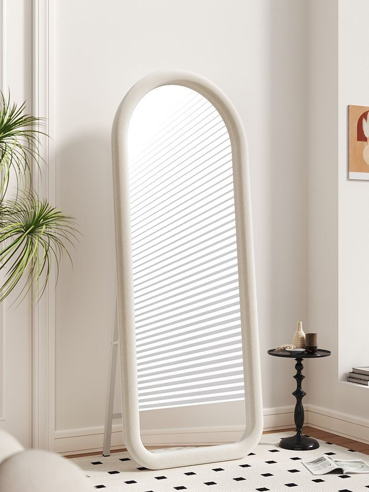 Arched Full Length Mirror, 60x160cm Free Standing Floor Velvet Frame Mirror for Leaning or Hanging, Soft Touch Bedroom & Living Room Decor, Cream White/black/pink/green/blue