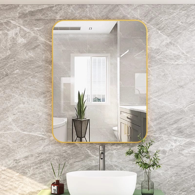 Bathroom Mirror for Wall, 50x70cm Rounded Rectangle Mirror, Matte Black Bathroom Vanity Mirror Farmhouse, Anti-Rust, Hangs Horizontally or Vertically