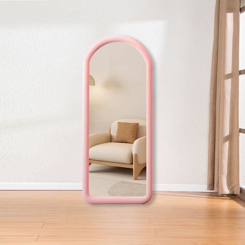 Arched Full Length Mirror, 60x160cm Free Standing Floor Velvet Frame Mirror for Leaning or Hanging, Soft Touch Bedroom & Living Room Decor, Cream White/black/pink/green/blue