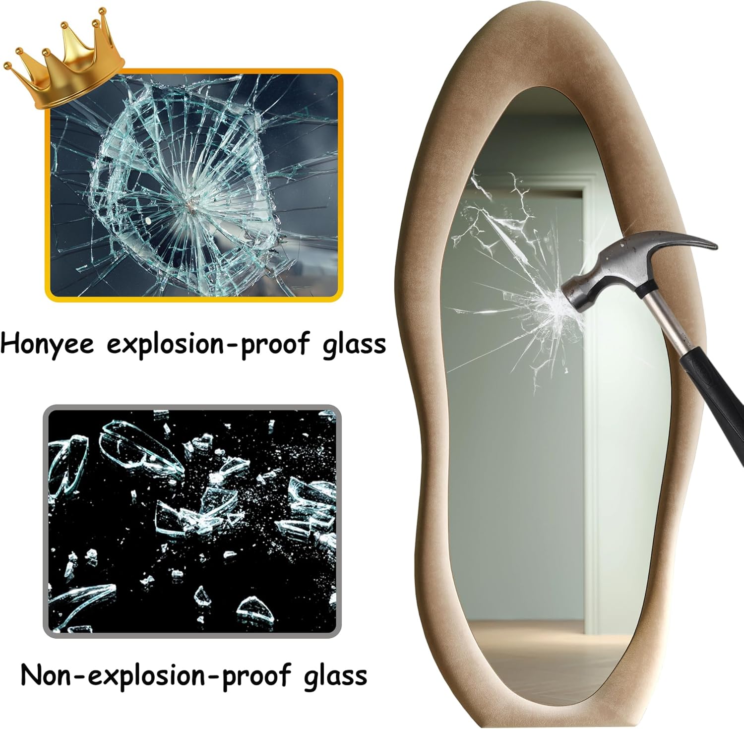 Velvet Fabric Full Length Mirror-Cloud