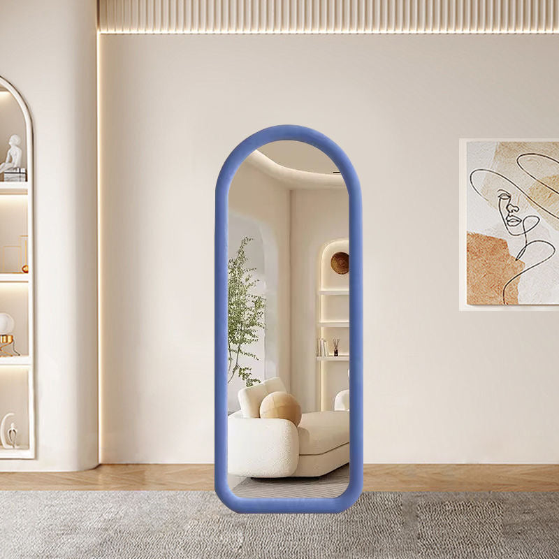 Arched Full Length Mirror, 60x160cm Free Standing Floor Velvet Frame Mirror for Leaning or Hanging, Soft Touch Bedroom & Living Room Decor, Cream White/black/pink/green/blue